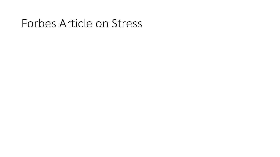 Forbes Article on Stress 
