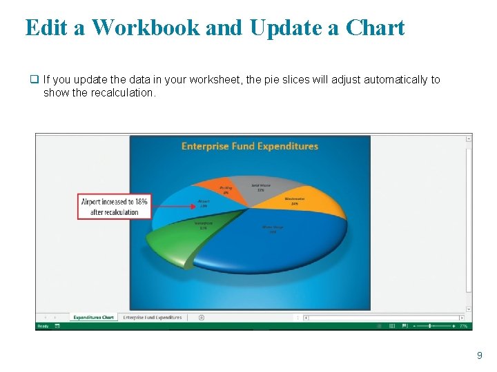 Edit a Workbook and Update a Chart q If you update the data in