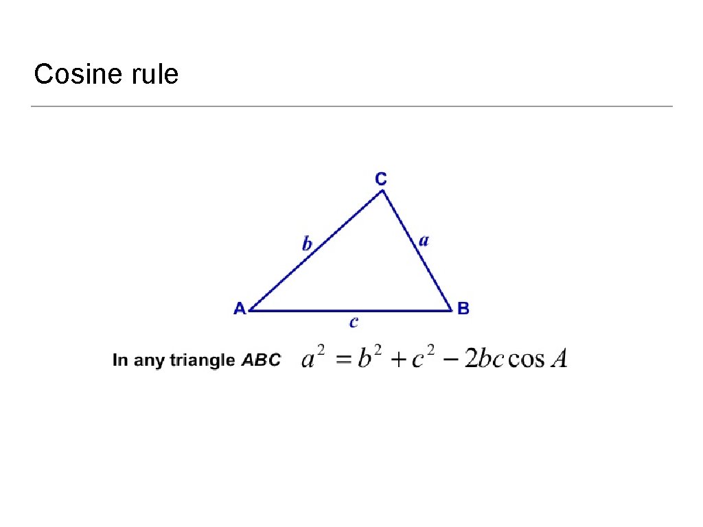 Cosine rule 