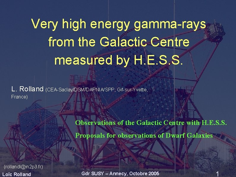 Very high energy gamma-rays from the Galactic Centre measured by H. E. S. S. Very high energy gamma-rays from the Galactic Centre measured by H. E. S. S.