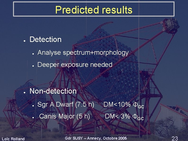 Predicted results ● ● Detection ● Analyse spectrum+morphology ● Deeper exposure needed Non-detection ● Predicted results ● ● Detection ● Analyse spectrum+morphology ● Deeper exposure needed Non-detection ●