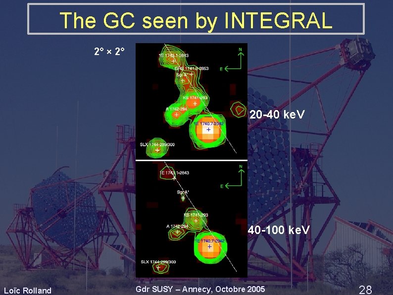 The GC seen by INTEGRAL 2° × 2° 20 -40 ke. V 40 -100 The GC seen by INTEGRAL 2° × 2° 20 -40 ke. V 40 -100