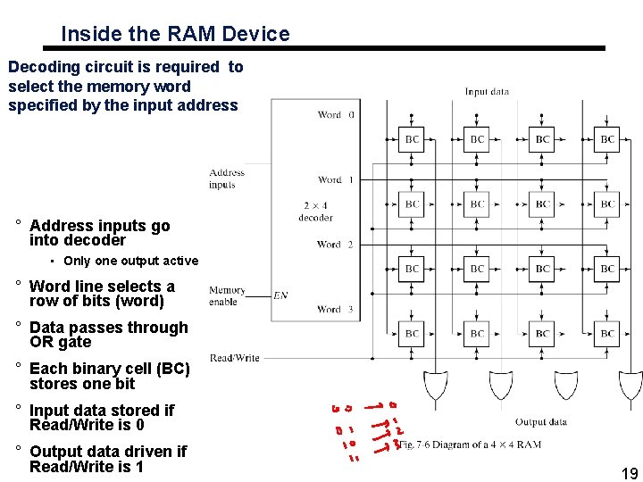 Inside the RAM Device Decoding circuit is required to select the memory word specified