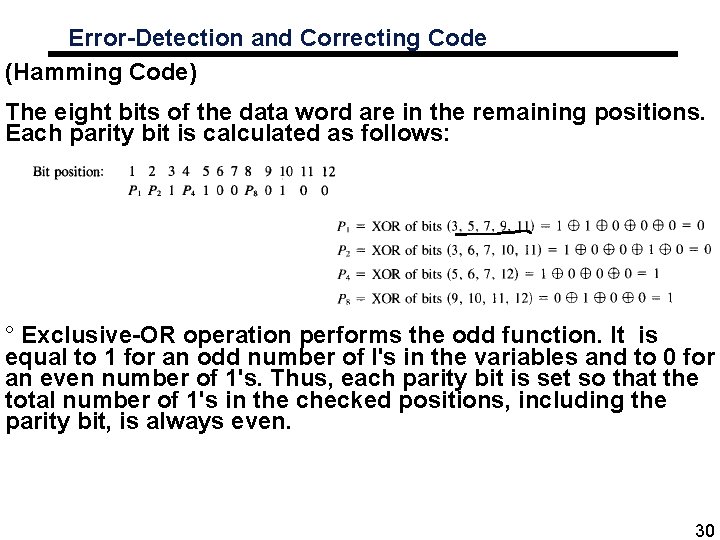 Error-Detection and Correcting Code (Hamming Code) The eight bits of the data word are