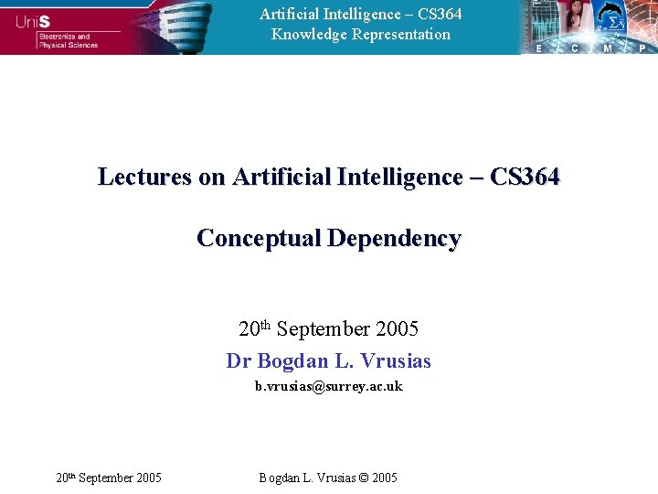 Artificial Intelligence – CS 364 Knowledge Representation Lectures on Artificial Intelligence – CS 364