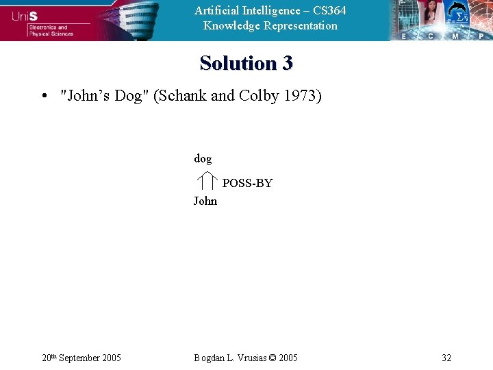 Artificial Intelligence – CS 364 Knowledge Representation Solution 3 • "John’s Dog" (Schank and