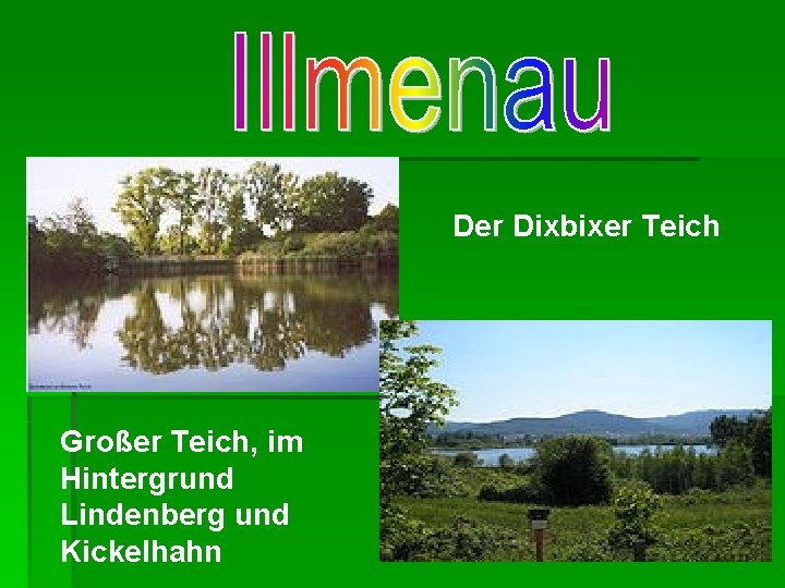 Der Dixbixer Teich Großer Teich, im Hintergrund Lindenberg und Kickelhahn 