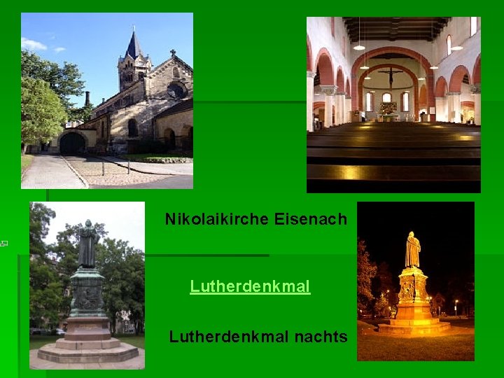 Nikolaikirche Eisenach Lutherdenkmal nachts 