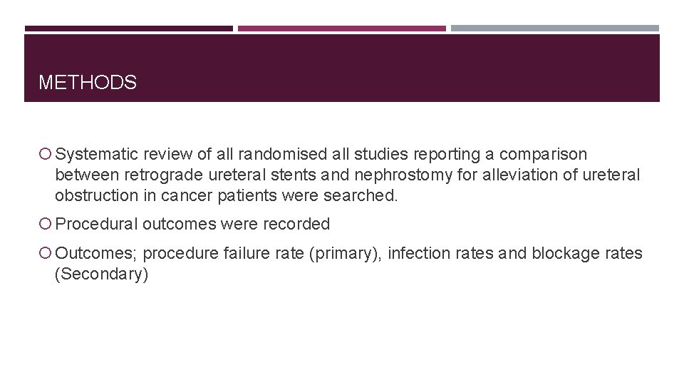 METHODS Systematic review of all randomised all studies reporting a comparison between retrograde ureteral