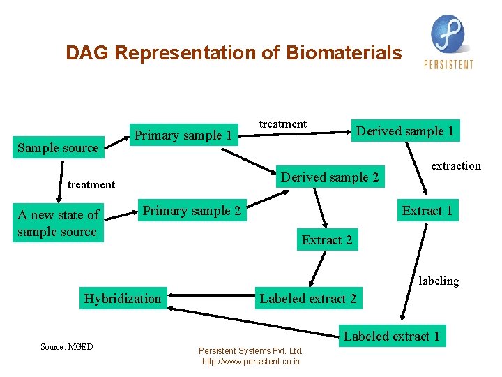 DAG Representation of Biomaterials Sample source Primary sample 1 Derived sample 2 treatment A