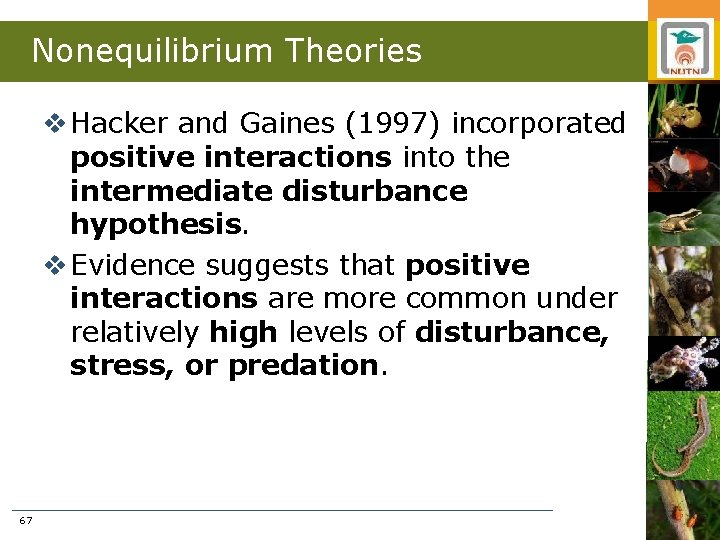 Nonequilibrium Theories v Hacker and Gaines (1997) incorporated positive interactions into the intermediate disturbance