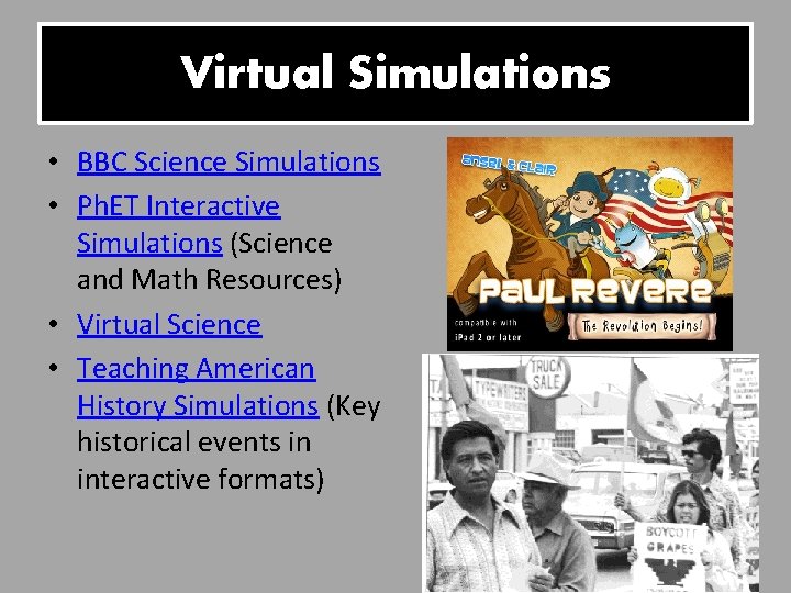 Virtual Simulations • BBC Science Simulations • Ph. ET Interactive Simulations (Science and Math