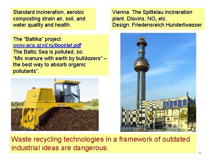 Standard incineration, aerobic composting strain air, soil, and water quality and health. Vienna. The