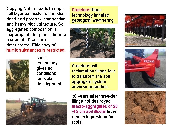 Copying Nature leads to upper soil layer excessive dispersion, dead-end porosity, compaction and heavy