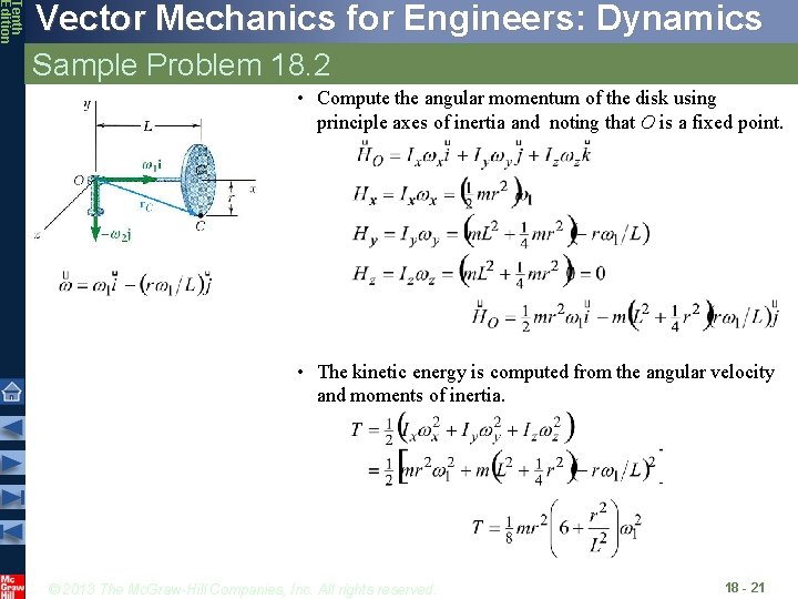 Tenth Edition Vector Mechanics for Engineers: Dynamics Sample Problem 18. 2 • Compute the