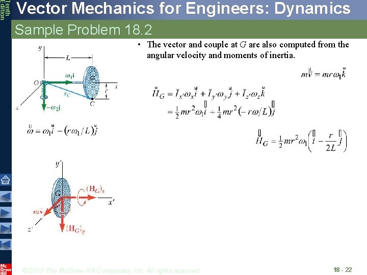 Tenth Edition Vector Mechanics for Engineers: Dynamics Sample Problem 18. 2 • The vector
