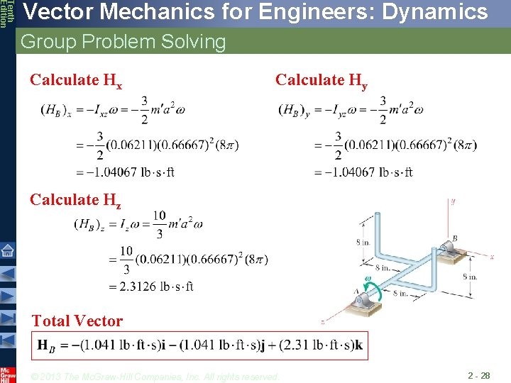 Tenth Edition Vector Mechanics for Engineers: Dynamics Group Problem Solving Calculate Hx Calculate Hy