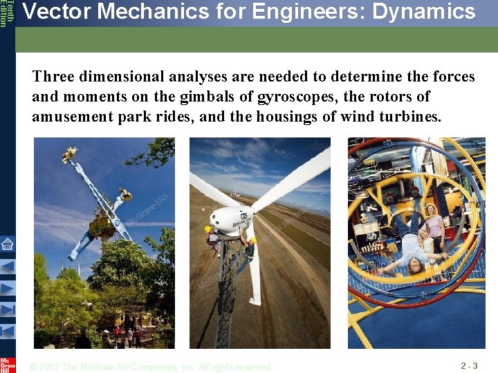 Tenth Edition Vector Mechanics for Engineers: Dynamics Three dimensional analyses are needed to determine
