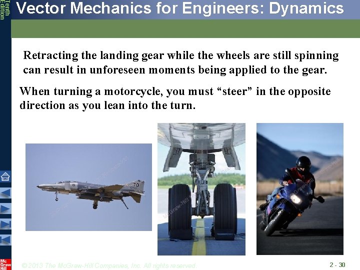 Tenth Edition Vector Mechanics for Engineers: Dynamics Retracting the landing gear while the wheels