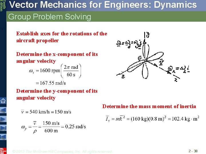 Tenth Edition Vector Mechanics for Engineers: Dynamics Group Problem Solving • Establish axes for