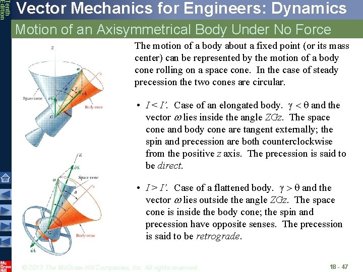 Tenth Edition Vector Mechanics for Engineers: Dynamics Motion of an Axisymmetrical Body Under No