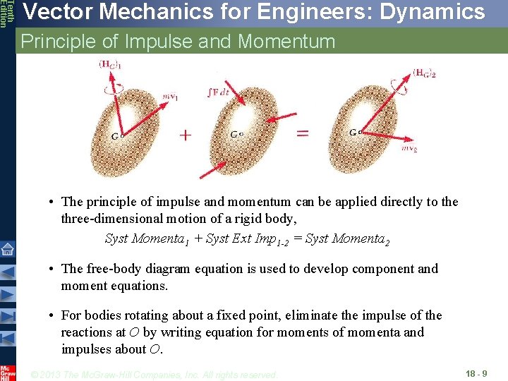 Tenth Edition Vector Mechanics for Engineers: Dynamics Principle of Impulse and Momentum • The