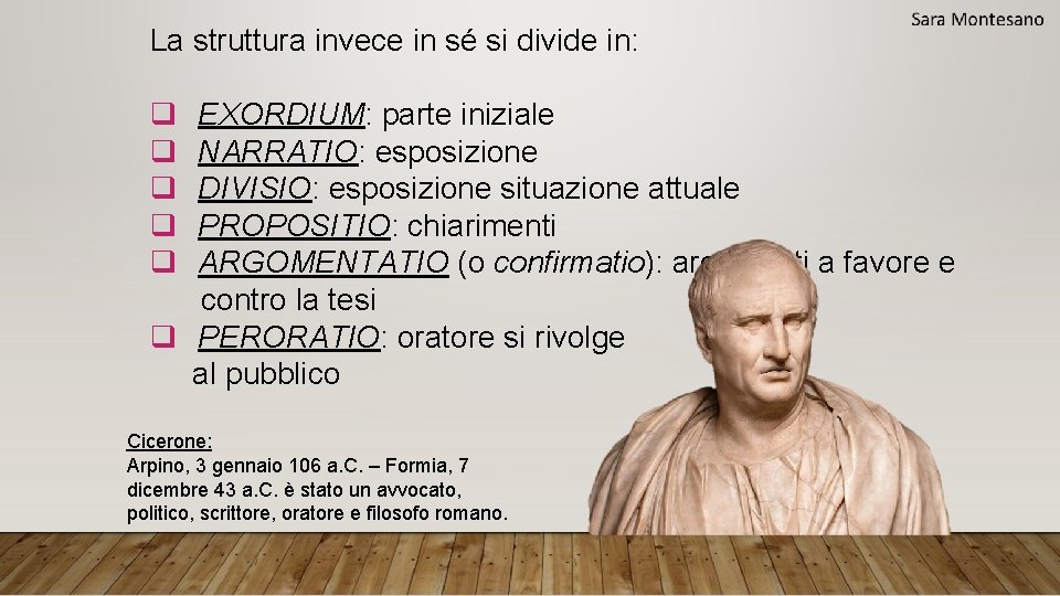 La struttura invece in sé si divide in: q q q EXORDIUM: parte iniziale La struttura invece in sé si divide in: q q q EXORDIUM: parte iniziale
