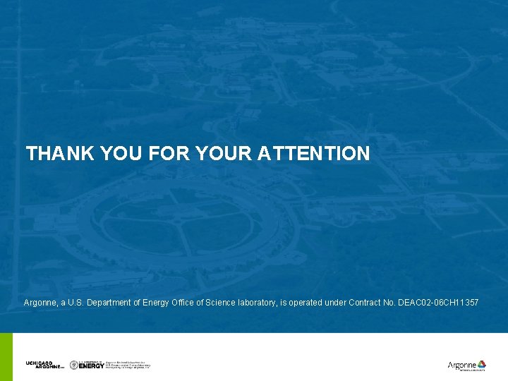 THANK YOU FOR YOUR ATTENTION Argonne, a U. S. Department of Energy Office of
