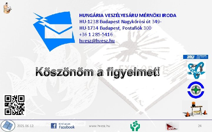 HUNGÁRIA VESZÉLYESÁRU MÉRNÖKI IRODA HU-1238 Budapest Nagykőrösi út 349 HU-1734 Budapest, Postafiók 300 +36