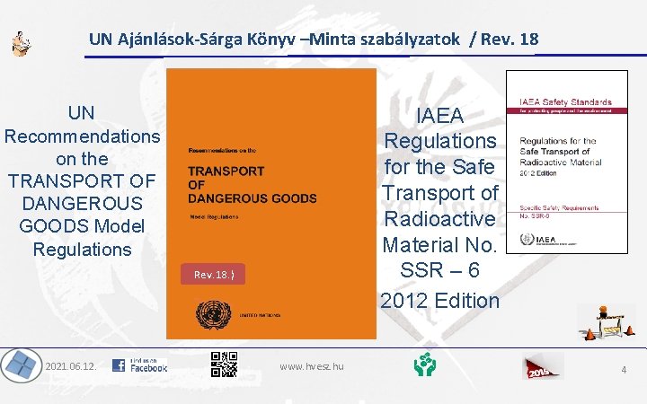 UN Ajánlások-Sárga Könyv –Minta szabályzatok / Rev. 18 UN Recommendations on the TRANSPORT OF