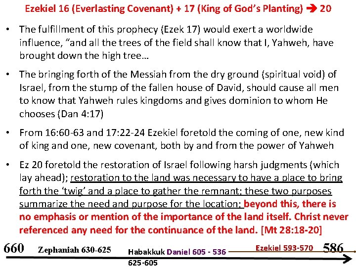Ezekiel 16 (Everlasting Covenant) + 17 (King of God’s Planting) 20 • The fulfillment