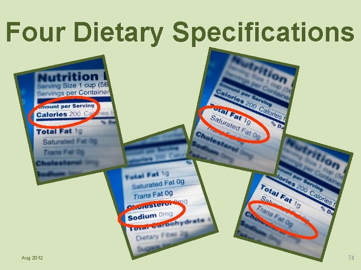 Four Dietary Specifications Aug 2012 74 