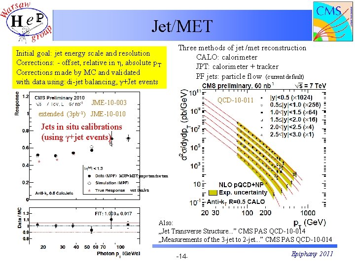 Jet/MET Initial goal: jet energy scale and resolution Corrections: - offset, relative in η,