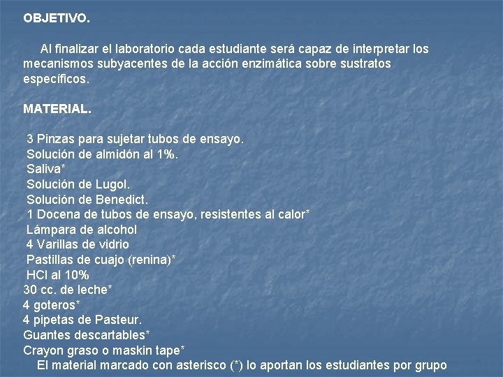 OBJETIVO. Al finalizar el laboratorio cada estudiante será capaz de interpretar los mecanismos subyacentes