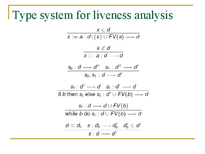 Type system for liveness analysis 