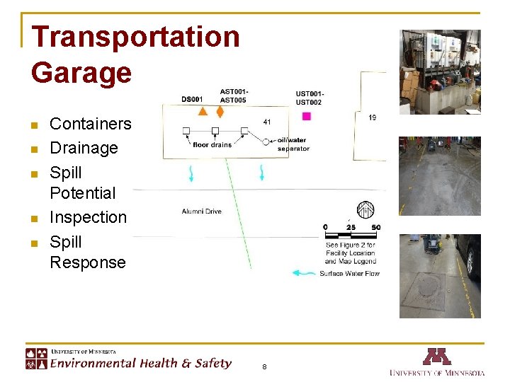 Transportation Garage n n n Containers Drainage Spill Potential Inspection Spill Response 8 