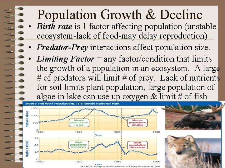 Population Growth & Decline • Birth rate is 1 factor affecting population (unstable ecosystem-lack
