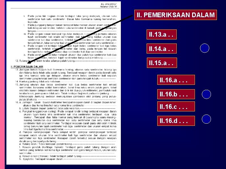 II. PEMERIKSAAN DALAM II. 13. a. . II. 14. a. . II. 15. a.