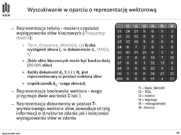 Wyszukiwanie w oparciu o reprezentację wektorową — Reprezentacja tekstu - macierz częstości występowania słów