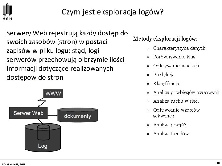 Czym jest eksploracja logów? Serwery Web rejestrują każdy dostęp do swoich zasobów (stron) w