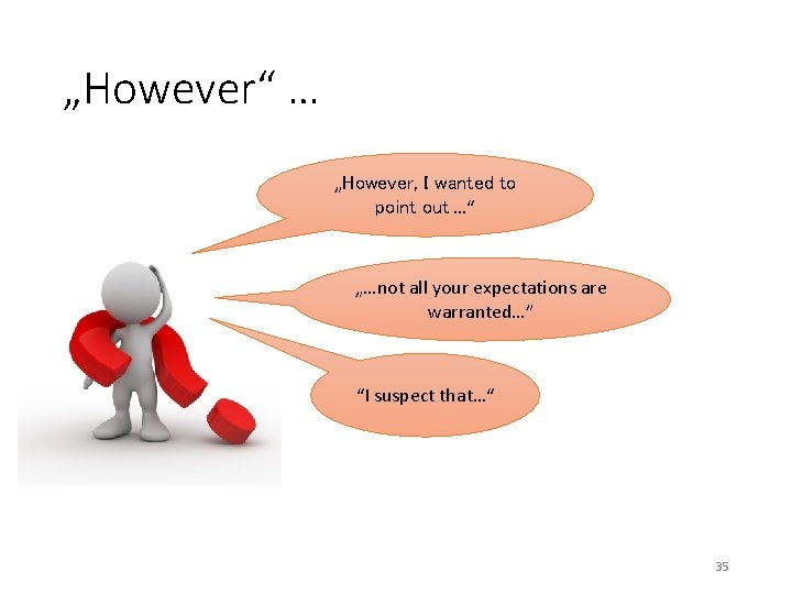 „However“ … „However, I wanted to point out …“ „…not all your expectations are „However“ … „However, I wanted to point out …“ „…not all your expectations are