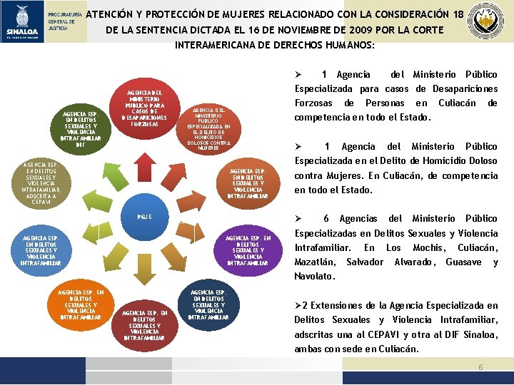 ATENCIÓN Y PROTECCIÓN DE MUJERES RELACIONADO CON LA CONSIDERACIÓN 18 DE LA SENTENCIA DICTADA