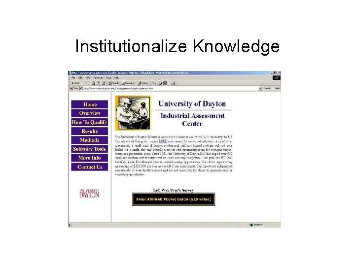 Institutionalize Knowledge 