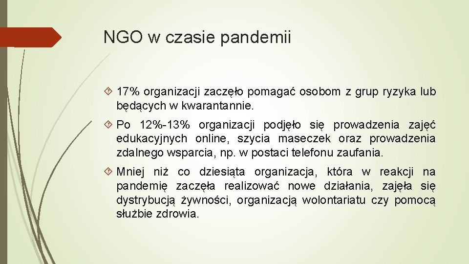 NGO w czasie pandemii 17% organizacji zaczęło pomagać osobom z grup ryzyka lub będących