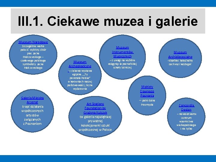 III. 1. Ciekawe muzea i galerie Muzeum Narodowe Szczególnie warto polecić wybitny zbiór prac