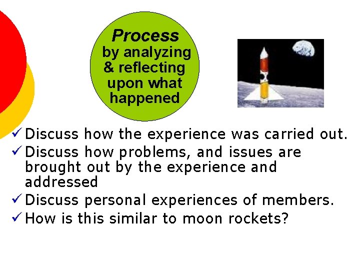 Process by analyzing & reflecting upon what happened ü Discuss how the experience was