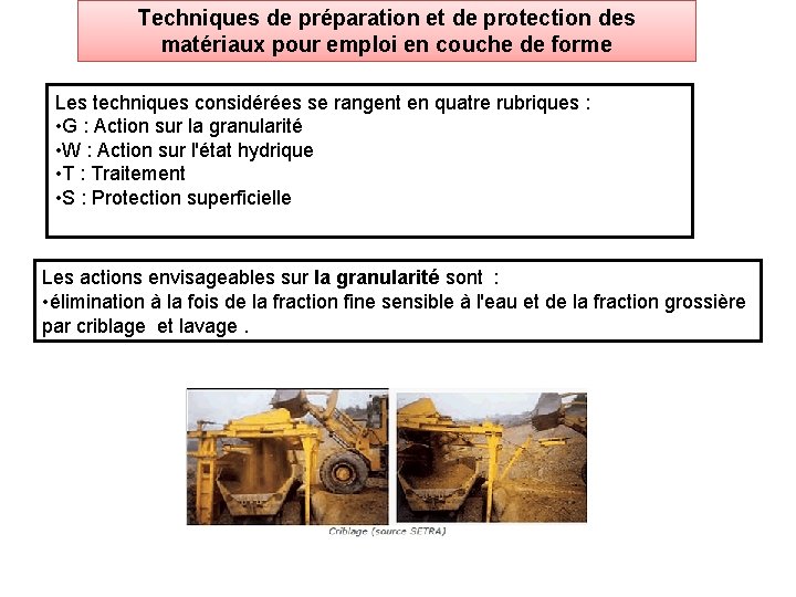 Techniques de préparation et de protection des matériaux pour emploi en couche de forme