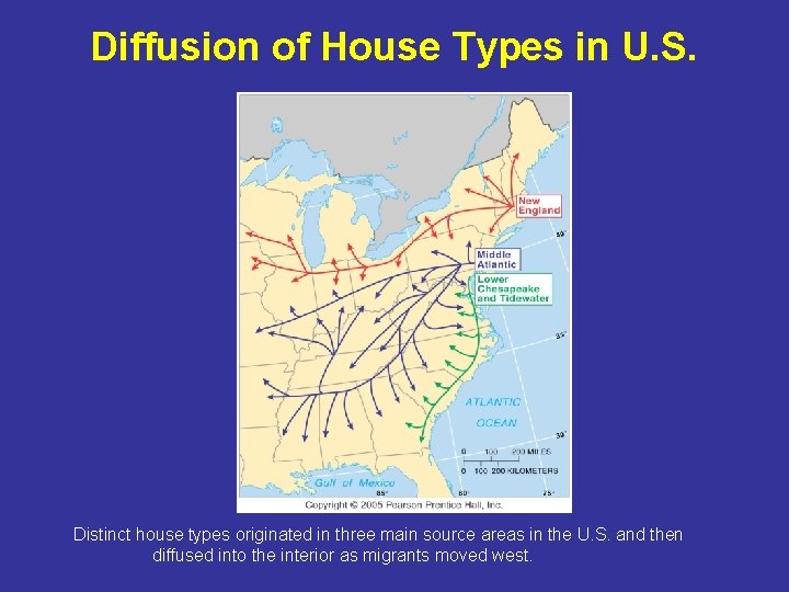 Diffusion of House Types in U. S. Distinct house types originated in three main