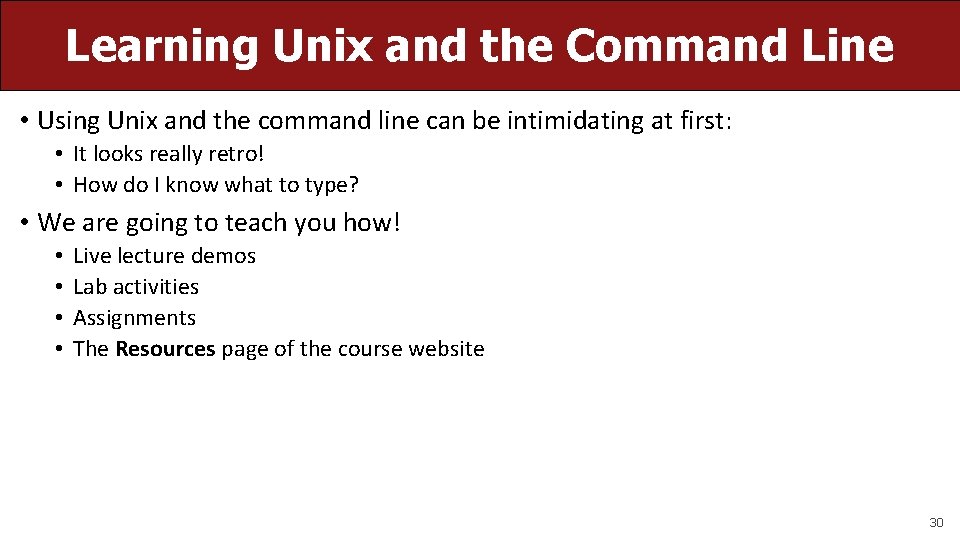 Learning Unix and the Command Line • Using Unix and the command line can