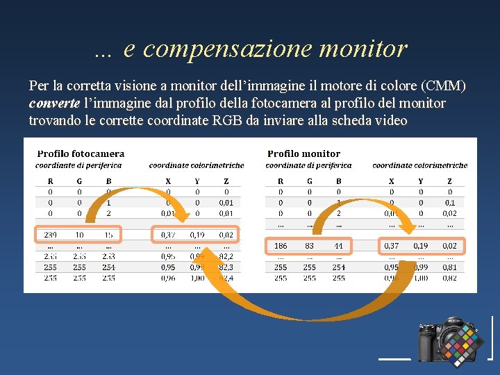 … e compensazione monitor Per la corretta visione a monitor dell’immagine il motore di